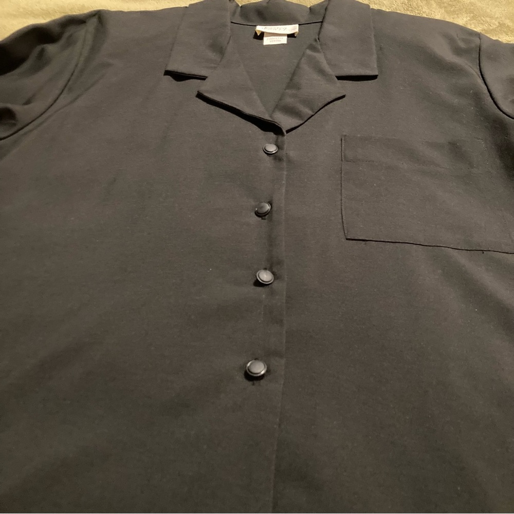 NWOT Jessica Scott Vintage 80s 90s Career Top Long Sleeve Blouse Black Size M - Picture 8 of 12